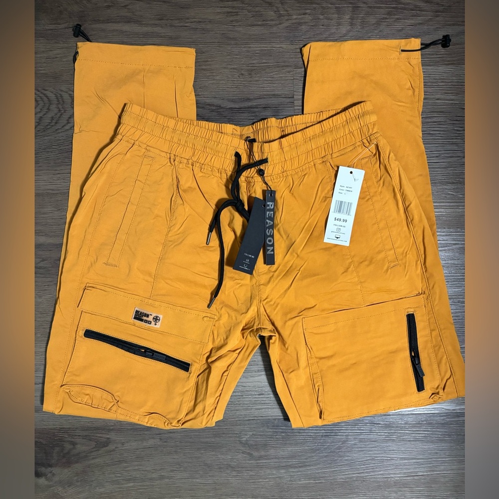 Reason Orange Cargo Pants with Utility Design
